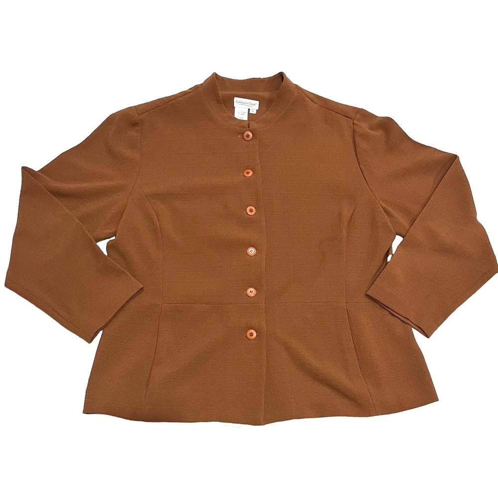 Coldwater Creek Jacket Womens XL Camel Brown Button Front Lightweight Cardigan